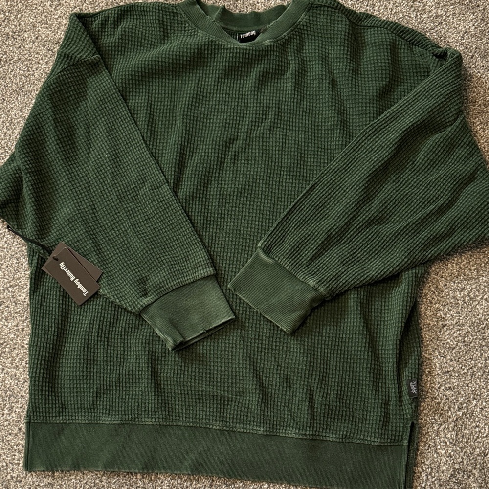 Girrlscout Tomboy Butterfly Dylan Forest Green Thermal Waffle Knit Green *spot*